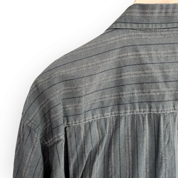 Vintage Bill Blass Green Striped Button Down Shirt Cotton L - Picture 8 of 8